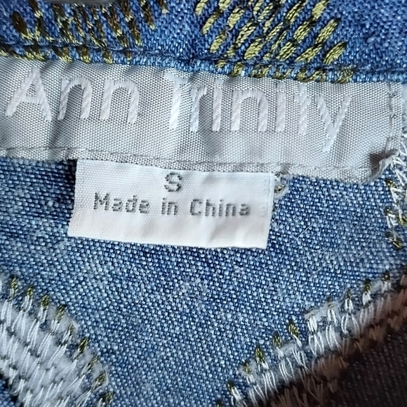 Ann Trinity embroidered denim Jean jacket small 55% linen - Picture 13 of 13